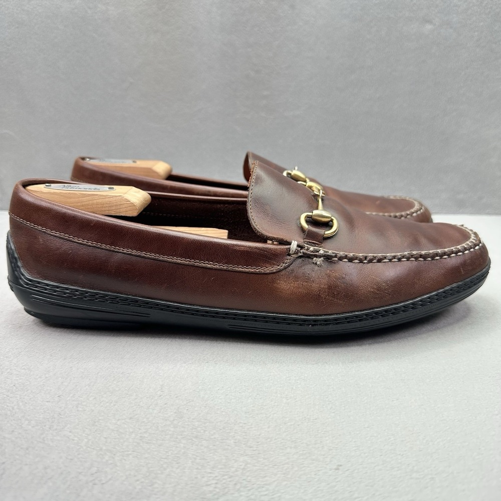Peter Millar Kiely Mens Size 11 Driving Moccasin Walnut Brown Leather Metal Bit